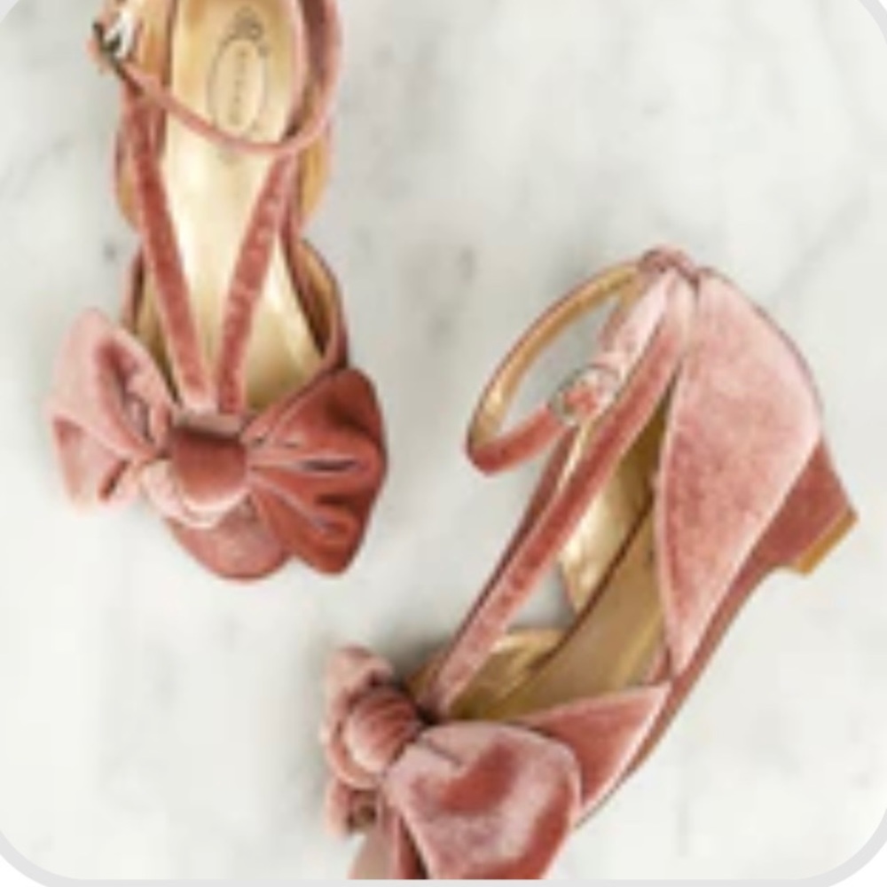 Joyfolie Girls Pink Velvet Bow Dress Shoes